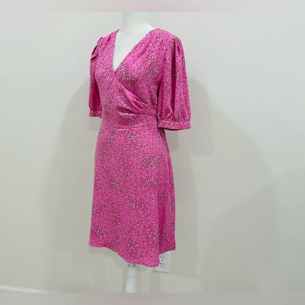 NWT Kate Spade Pink Floral‎ Meadow Wrap Short Sleeve Mini Dress Size 6